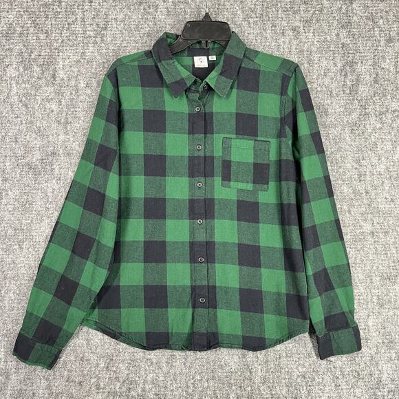 Betty Boop Shirt Womens M Green Buffalo Plaid Flannel Flapper 1930s Singer - Picture 1 of 8